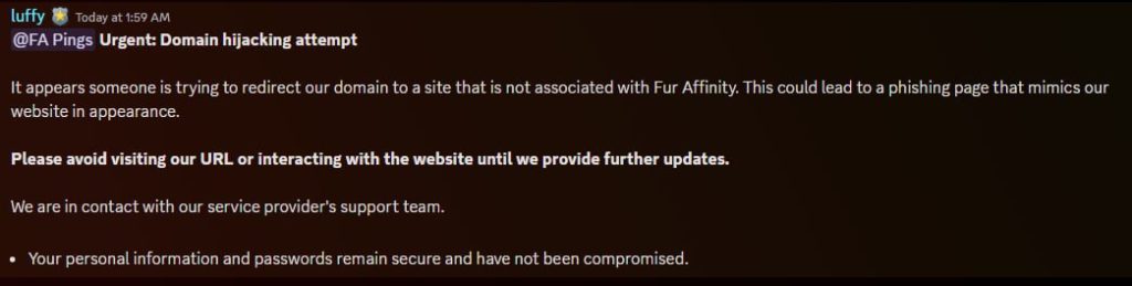 Fur Affinity Website Hacked in DNS Hijacking Attack