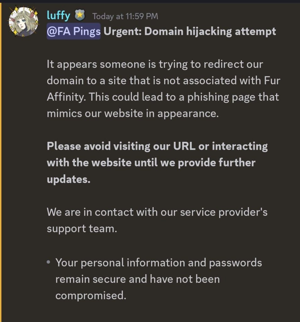 Fur Affinity Website Hacked in DNS Hijacking Attack