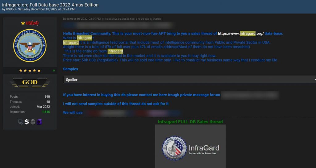 FBI's Security Platform InfraGard Hacked; 87k Members' Data Sold Online