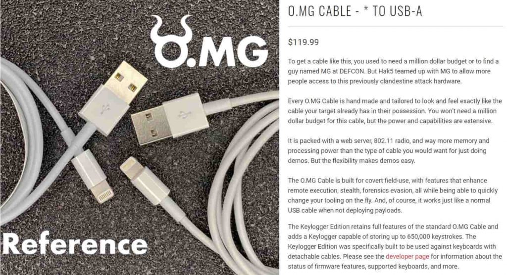 $120 charging cable O.MG remotly steals data from Apple devices